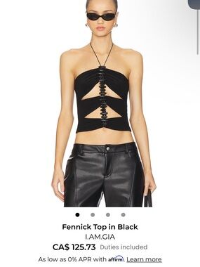 I.AM.GIA Black Strapless Cutout Beaded Center Top
